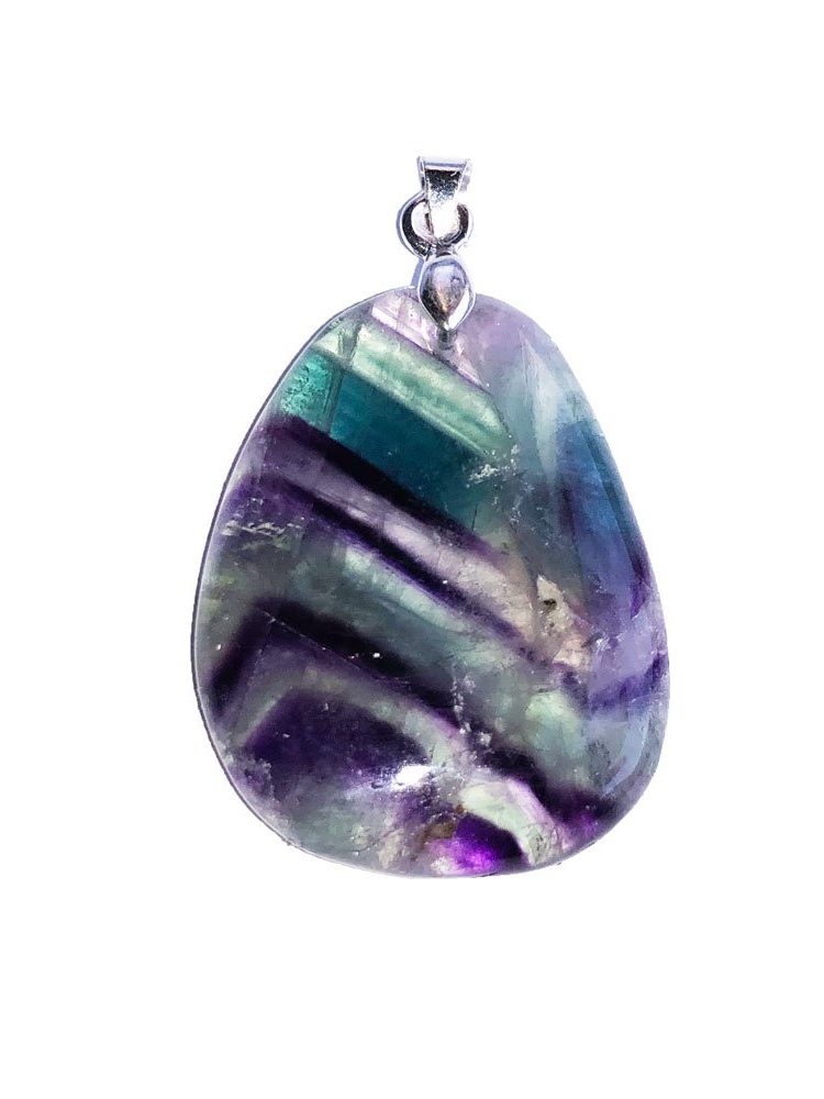 pendentif fluorite multicolore pierre plate