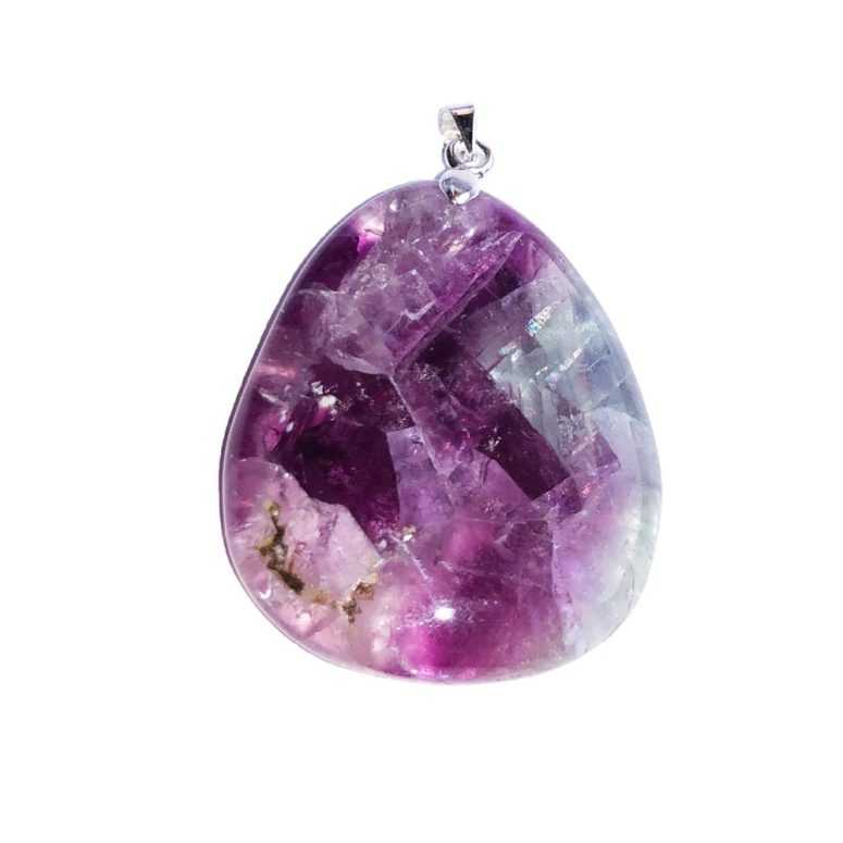 pendentif fluorite multicolore pierre plate