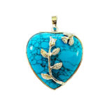 Pendentif Howlite bleue Coeur fleuri