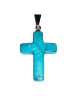 pendentif howlite bleue croix