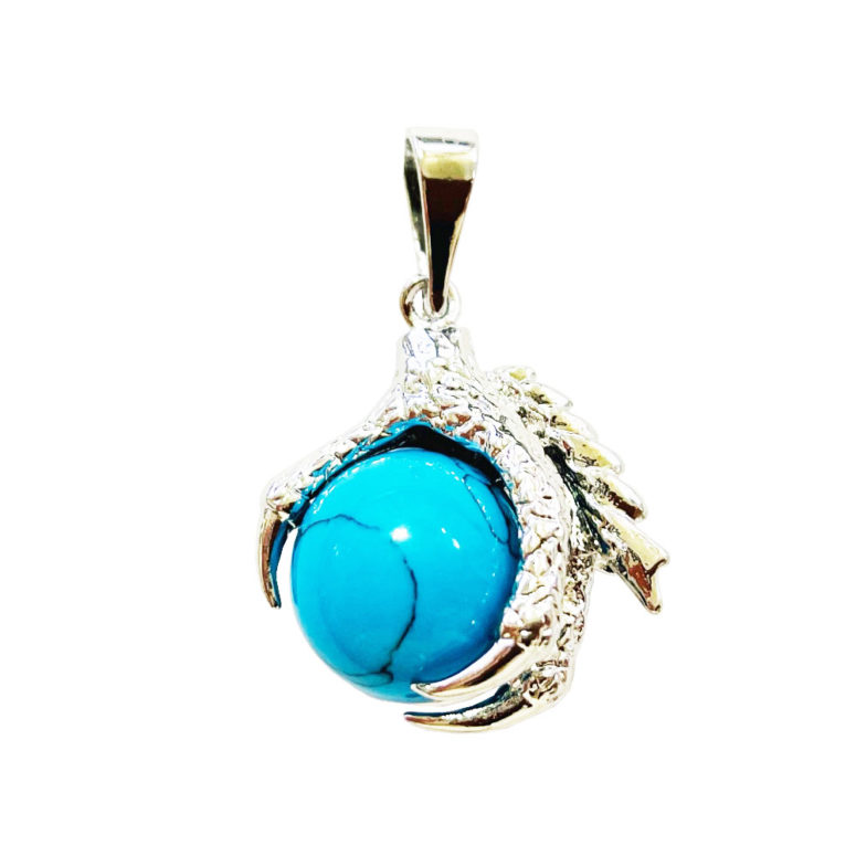 Pendentif Howlite bleue Main de Dragon