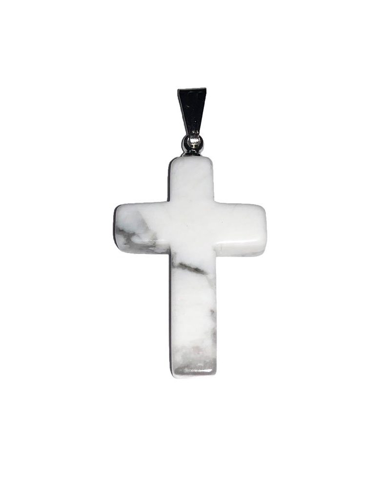 pendentif howlite croix