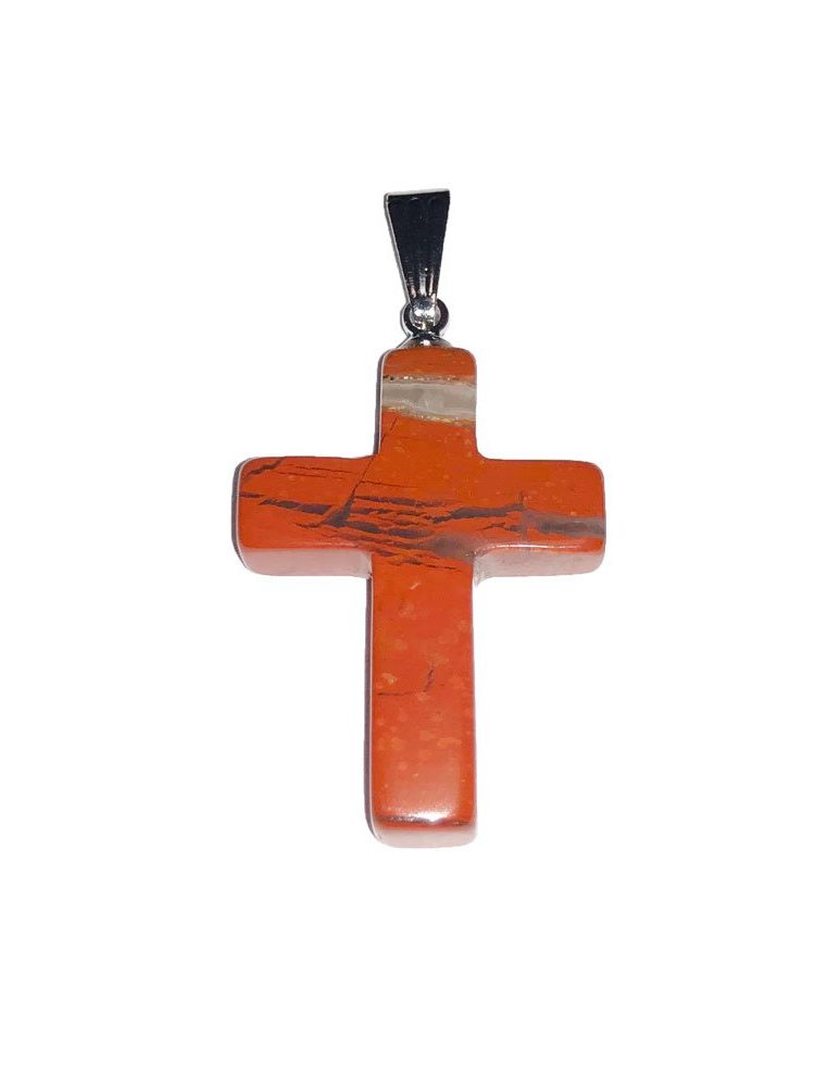 pendentif jaspe rouge croix