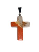 pendentif jaspe rouge croix