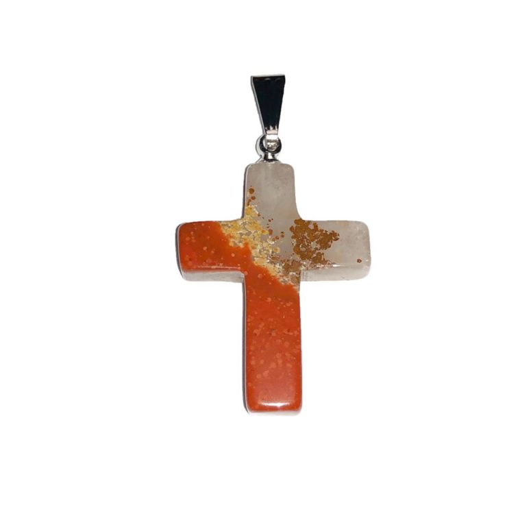 pendentif jaspe rouge croix