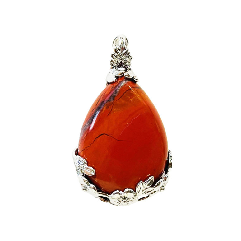 Pendentif Jaspe rouge Goutte fleurie