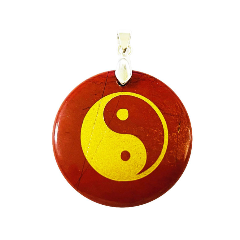 Pendentif Jaspe rouge Taoïste Yin-Yang