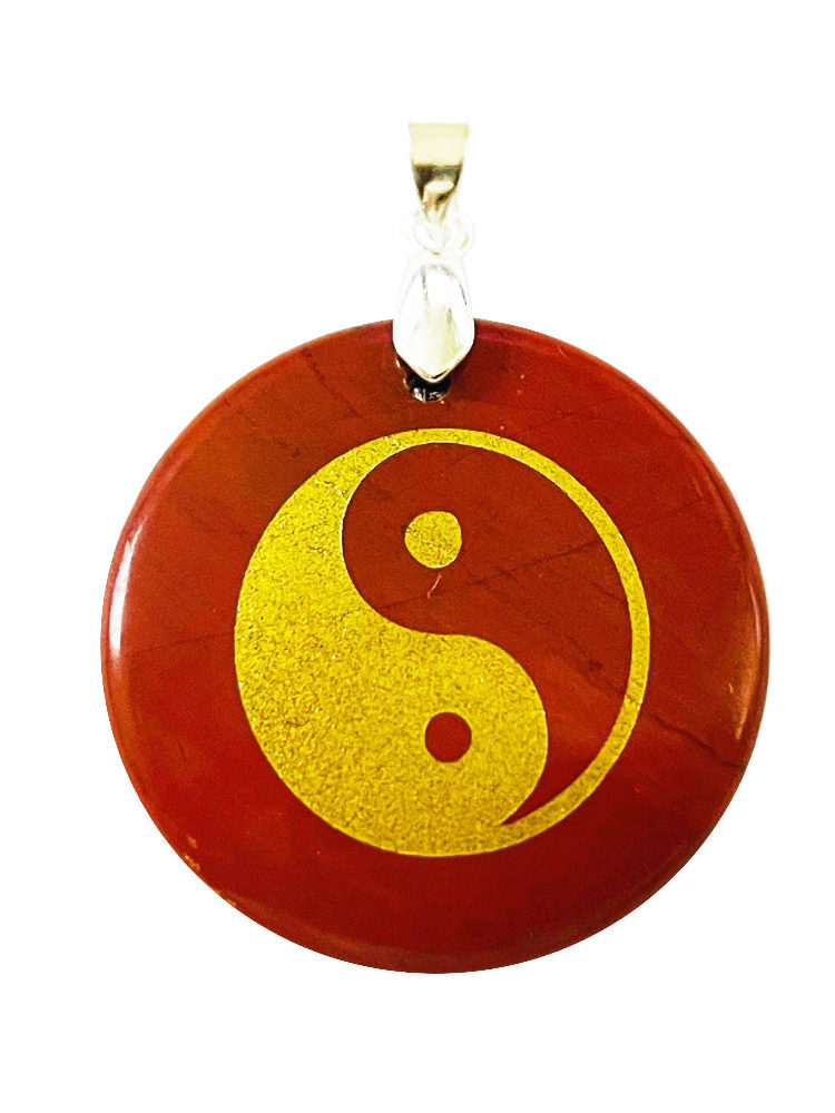 Pendentif Jaspe rouge Taoïste Yin-Yang