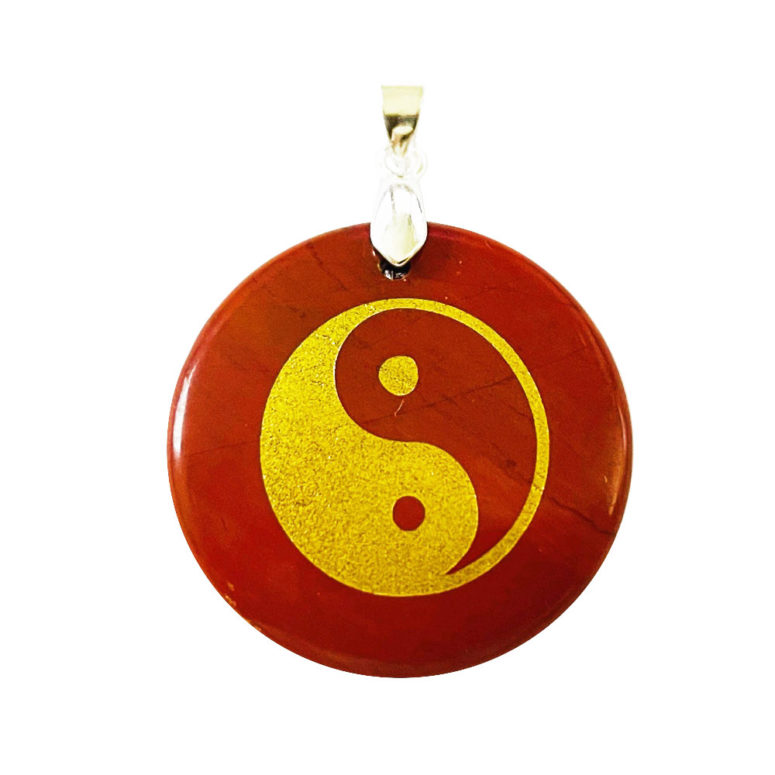 Pendentif Jaspe rouge Taoïste Yin-Yang