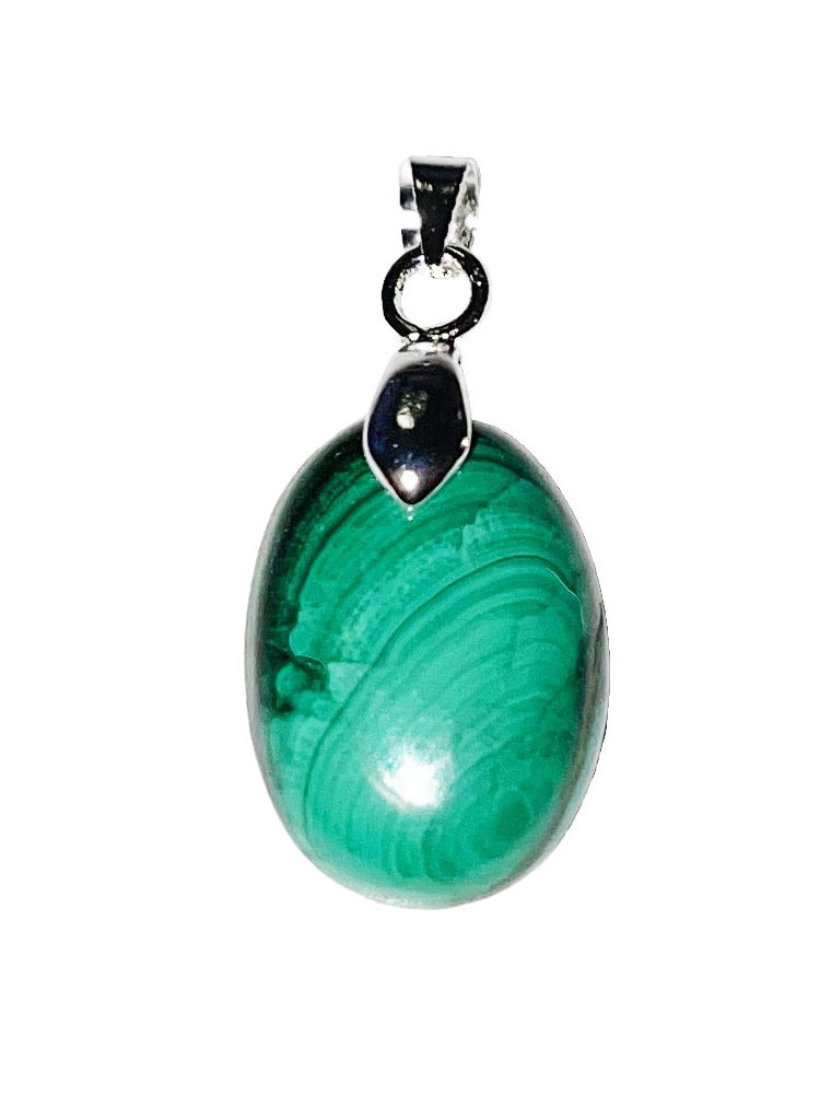 pendentif malachite pierre plate