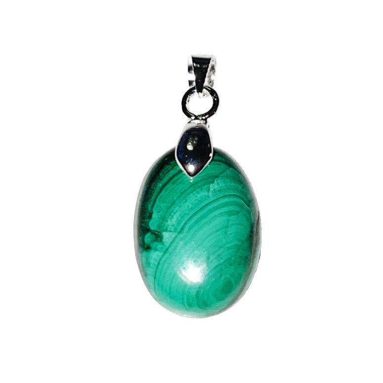 pendentif malachite pierre plate