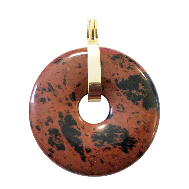 pendentif obsidienne acajou pi chinois