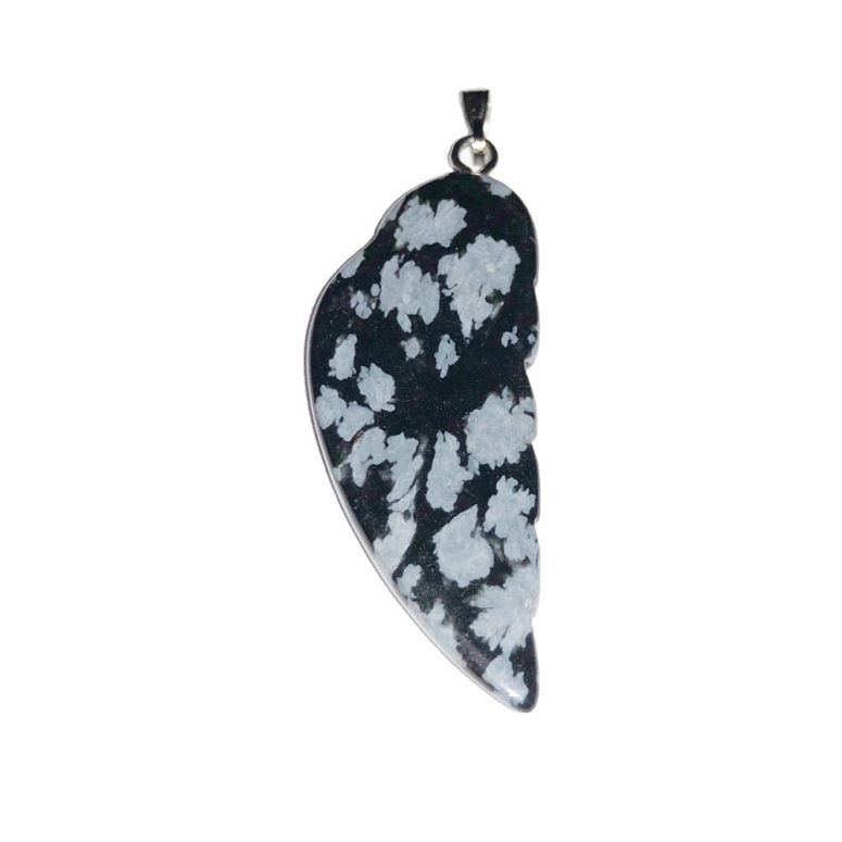 pendentif obsidienne neige aile d'ange