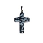 pendentif obsidienne neige croix