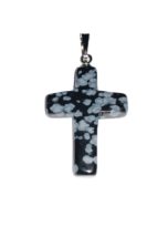 pendentif obsidienne neige croix