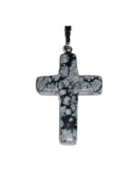 pendentif obsidienne neige croix