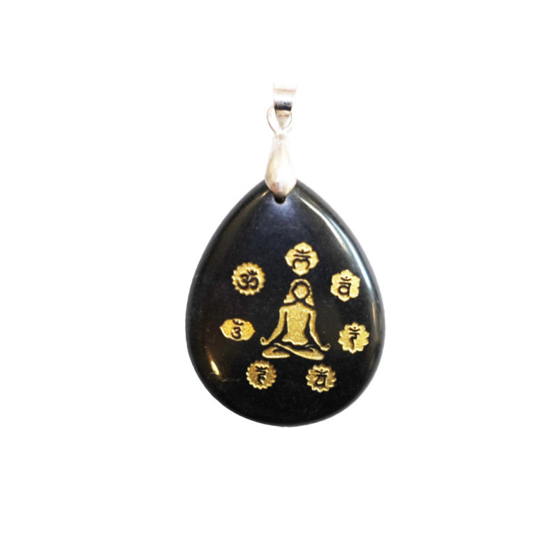 pendentif obsidienne noire yoga 7 chakras