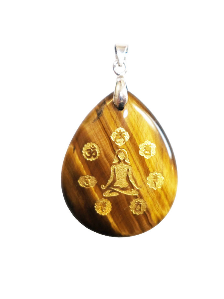 pendentif oeil de tigre yoga 7 chakras