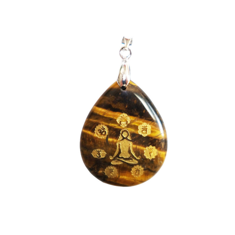 pendentif oeil de tigre yoga 7 chakras