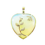 Pendentif Opale synthéthique Coeur fleuri