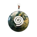 pendentif pi chinois donut agate mousse argenté 20mm