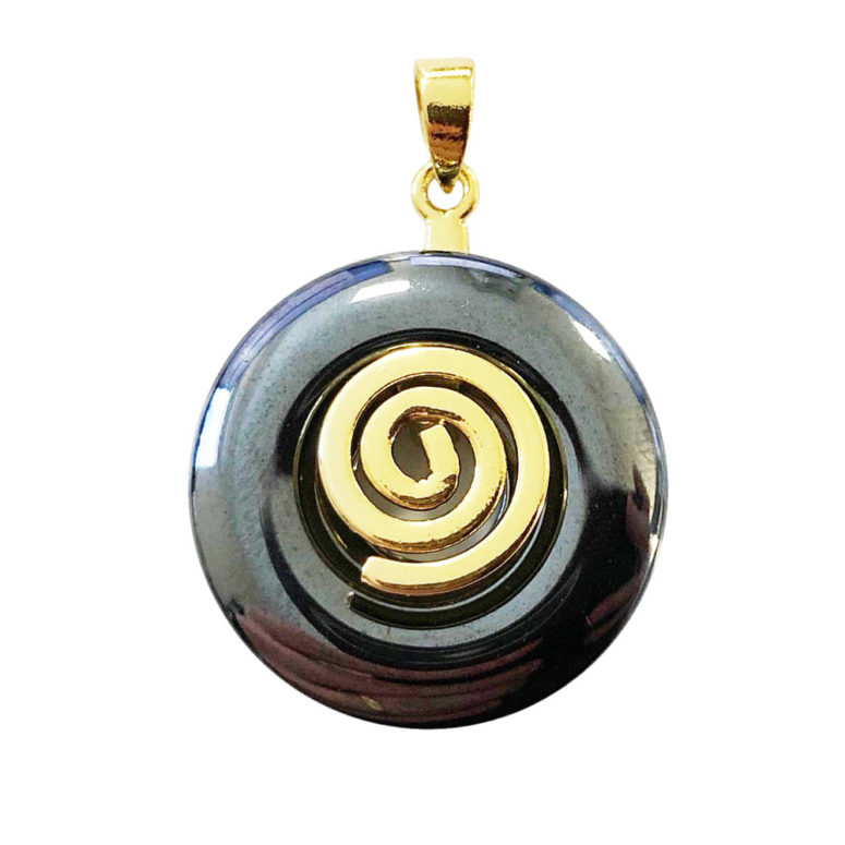 pendentif pi chinois donut hématite doré 20mm