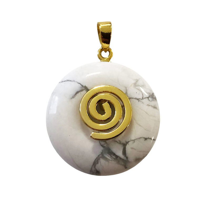 pendentif pi chinois donut howlite doré 20mm