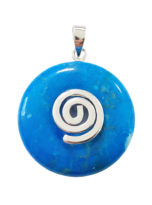 pendentif pi chinois donut howlite bleue argenté 20mm