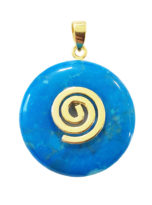 pendentif pi chinois donut howlite bleue doré 20mm