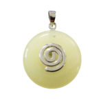 pendentif pi chinois donut jade vert argenté 20mm