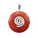 pendentif pi chinois donut jaspe rouge argenté 20mm