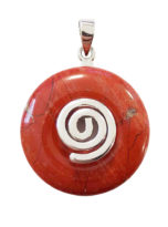 pendentif pi chinois donut jaspe rouge argenté 20mm