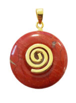 pendentif pi chinois donut jaspe rouge doré 20mm