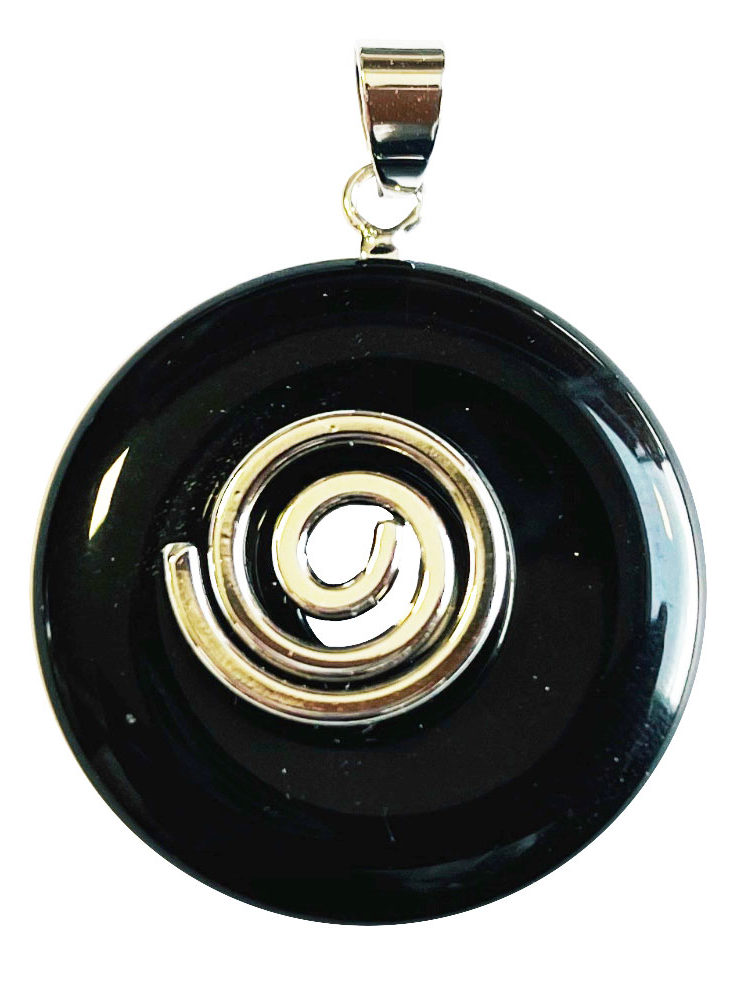 Pendentif Obsidienne argentée - PI chinois ou Donut