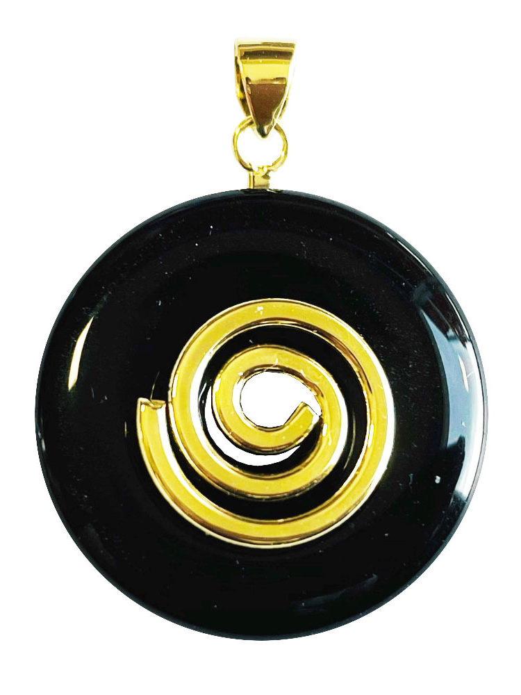 Pendentif Obsidienne argentée - PI chinois ou Donut