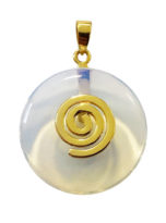 pendentif pi chinois donut opale synthetique doré 20mm