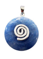 pendentif pi chinois donut quartz bleu argenté