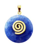 pendentif pi chinois donut quartz bleu doré