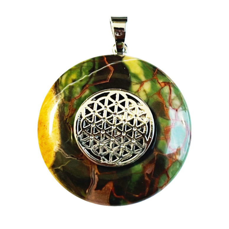 Pendentif Rhyolite de Fleur - PI chinois ou Donut