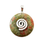 pendentif pi chinois donut unakite argenté 20mm