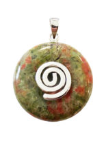 pendentif pi chinois donut unakite argenté 20mm