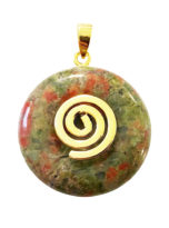 pendentif pi chinois donut unakite doré 20mm