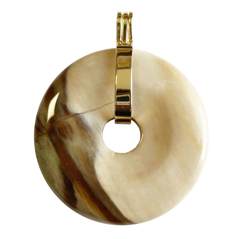 Pendentif Bois pétrifié - PI chinois ou Donut