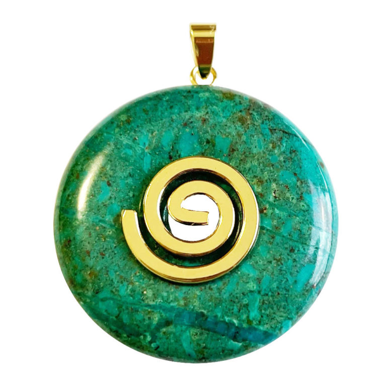 Pendentif Chrysocolle - PI chinois ou Donut