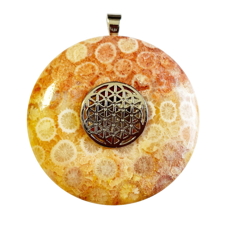 Pendentif Corail fossilisé - PI chinois ou Donut