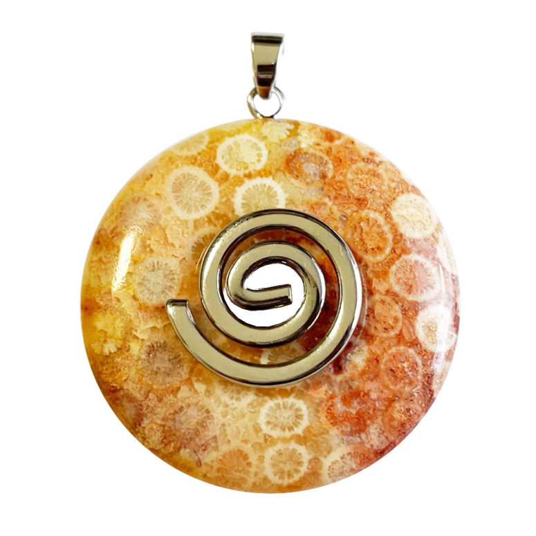 Pendentif Corail fossilisé - PI chinois ou Donut