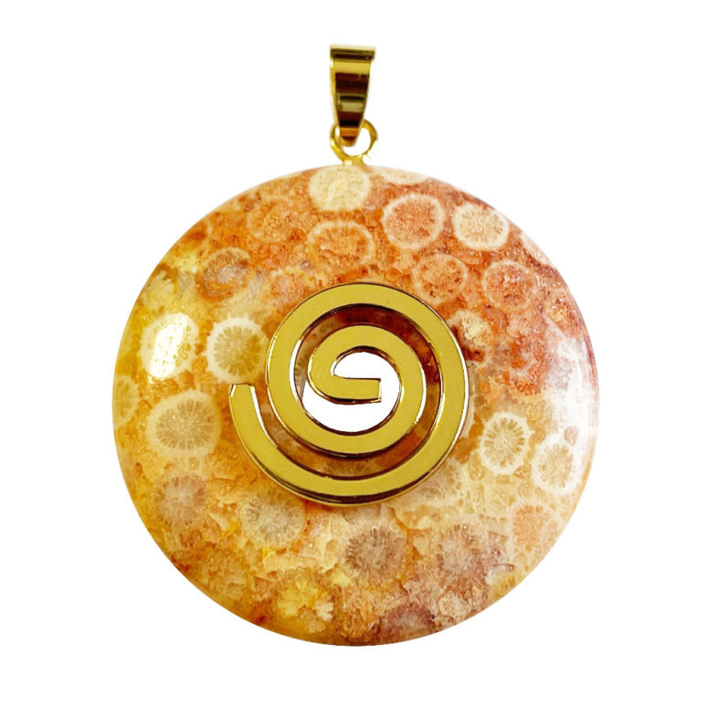 Pendentif Corail fossilisé - PI chinois ou Donut