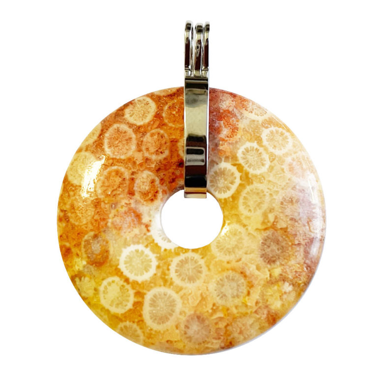 Pendentif Corail fossilisé - PI chinois ou Donut