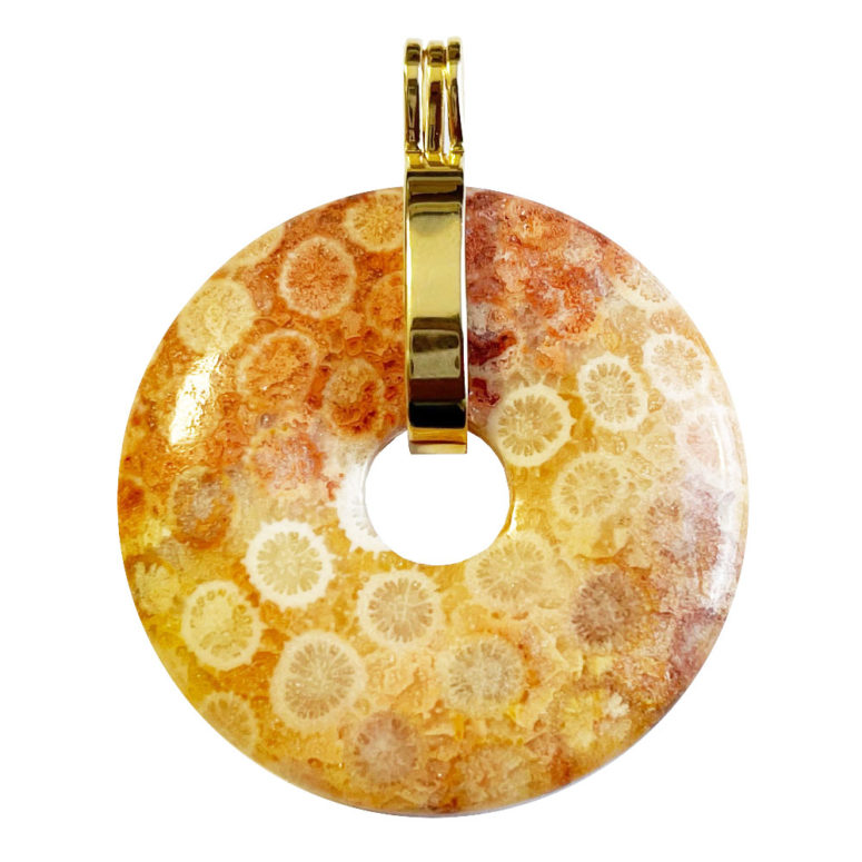 Pendentif Corail fossilisé - PI chinois ou Donut