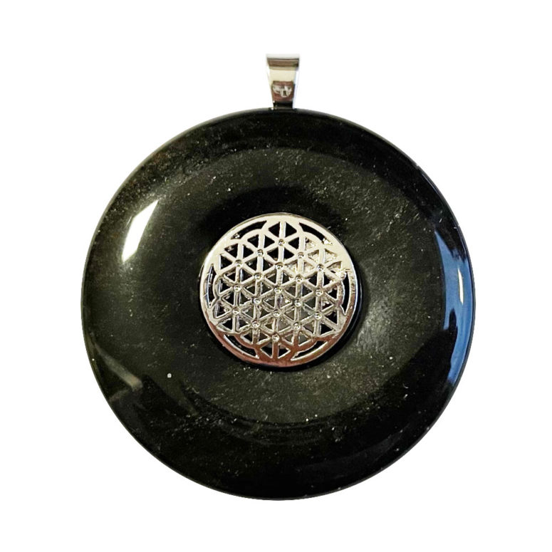 Pendentif Obsidienne argentée - PI chinois ou Donut